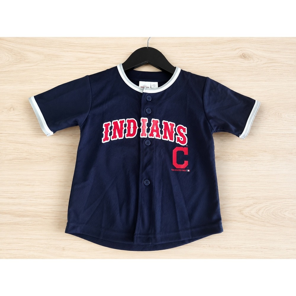 Cleveland Indians Youth 3T MLB Team Athletics Button Front Baseball Jersey Navy